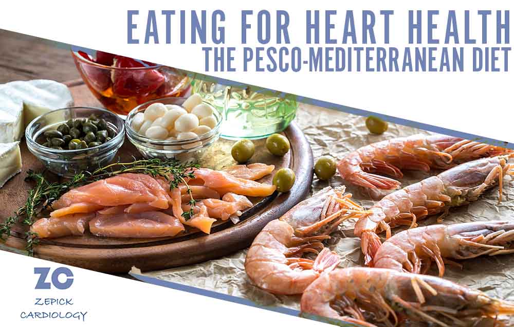 Food on a table eating for heart health: Pesco Mediterranean Diet, Zepick Cardiology Wichita, KS
